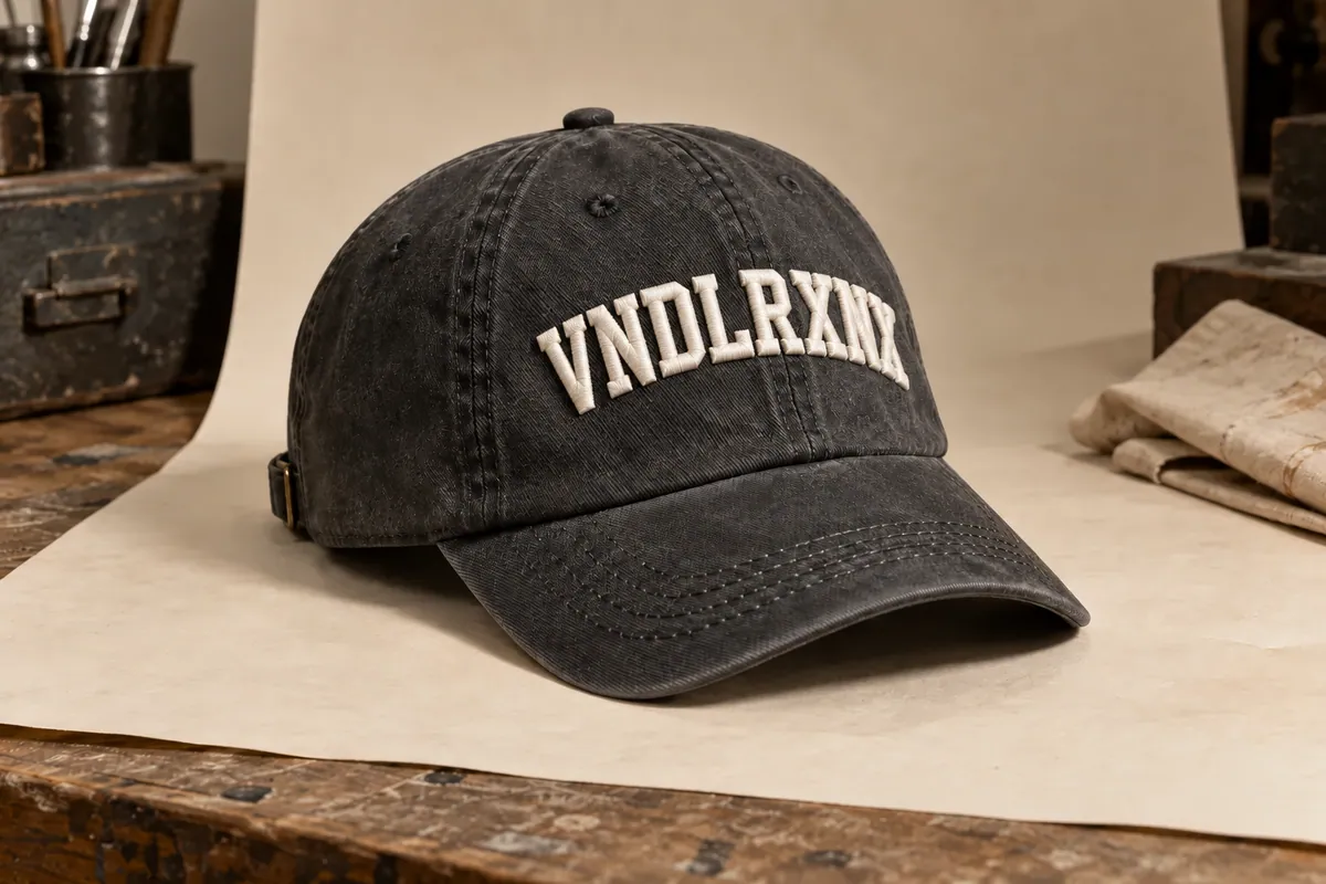 Concept rendering of the finished charcoal streetwear cap direction